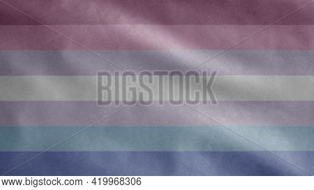 Gender Binary Flag Waving In The Wind. Binarism Community Banner Blowing.