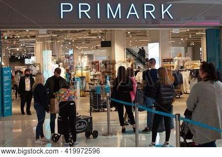 Poland, Poznan - May 08, 2021: Ntrance To The Primark Store In Shopping Centre. Logo