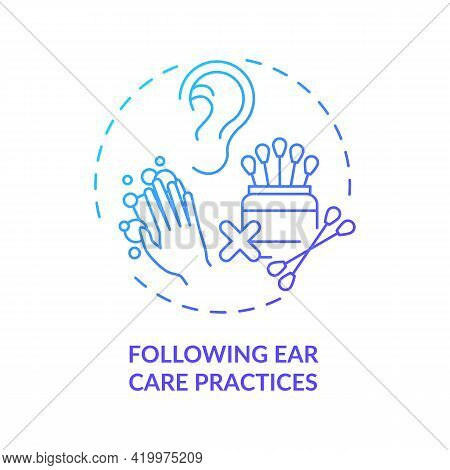 Following Ear Care Practices Concept Icon. Hearing Loss Prevention Idea Thin Line Illustration. Irri