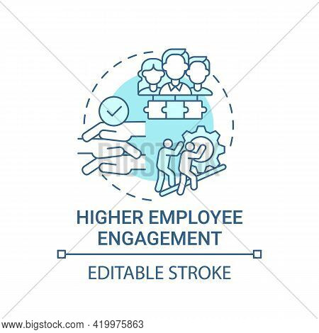 Higher Employee Engagement Concept Icon. Company Culture Idea Thin Line Illustration. Passion About 