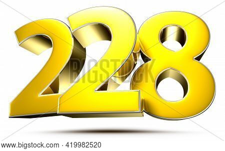 227 Gold 3D Illustration On White Background With Clipping Path.