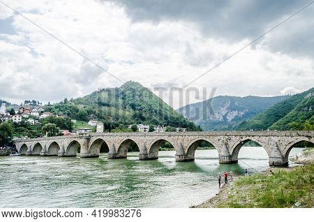 Visegrad, Bosnia, August 16, -  Bosnia And Herzegovina, 2014: The Old Bridge Of Mehmed-pasa Sokolovi