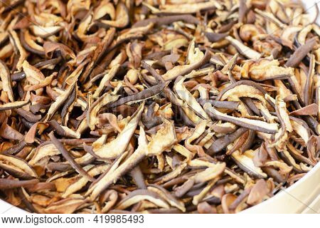 Dried Pear Slices. Fruit Dryer. Drying Texture. Dried Pears Background