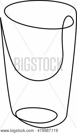 Glass For Water Outline Black Continuous Doodle Sketch