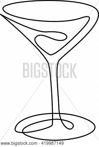 Glass For Martini Black Outline Continuous Doodle