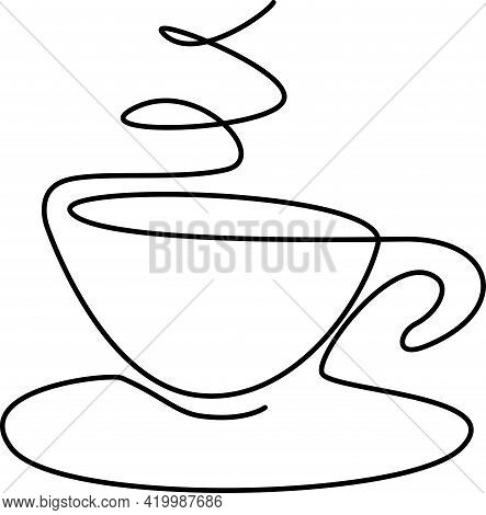 Cup Of Coffee Black Line Continuous Doodle