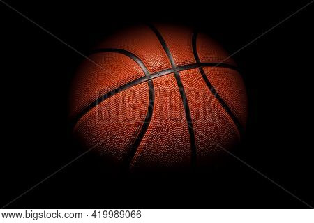Basketball Rubber Orange Ball Close-up Texture Background.