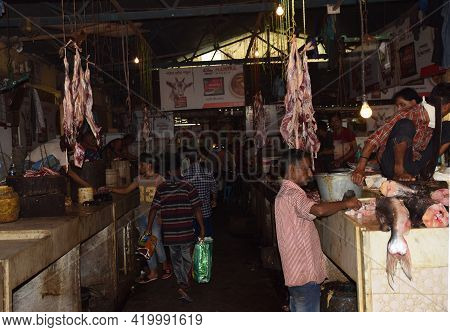 Siliguri - India 
March 2021 

Scene Of A Local Fish And Meat Market In India.