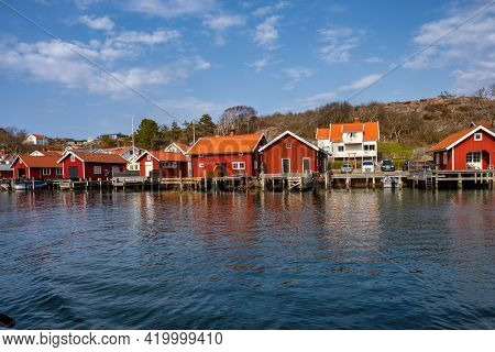 April 17, 2021 - Hamburgsund, Sweden: A Picturesque Fishing Village On The Swedish West Coast. Tradi