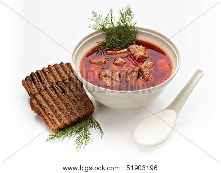 Ukrainian borsch, red-beet soup