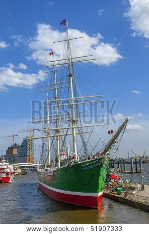 Historic Sailor Rickmer Rickmers  In Hamburg