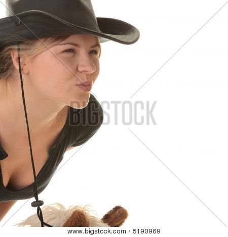 Cowgirl (jockey) Race On Hobbyhorse