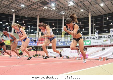 LINZ, AUSTRIA - JANUARY 31 Cherese Jones (#267 Republic of South Africa) places 7th in women's 60m event on January 31, 2013 in Linz, Austria.