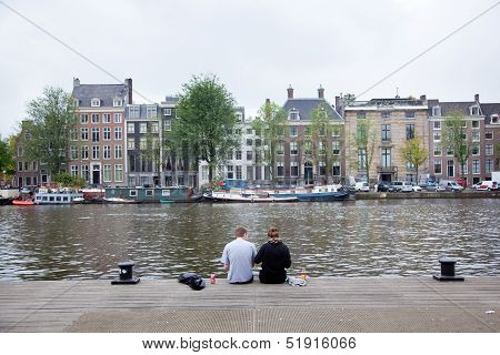 Picknick On The Embankment Of River Amstel