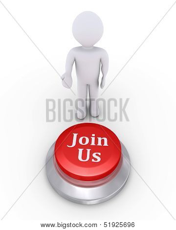Person Offers A Join Us Button