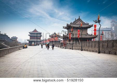 On The Ancient City Wall In Xian