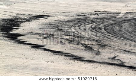Tire Marks On Road Track