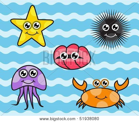 Cartoon sea creatures