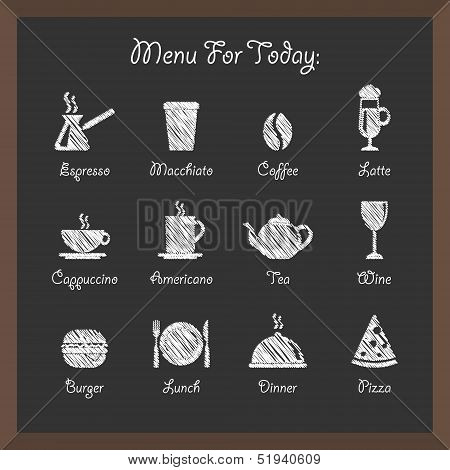 vector collection: cafe icons on board