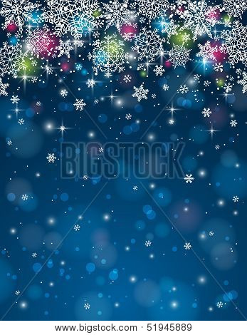 Blue Background With Snowflakes, Vector Illustration