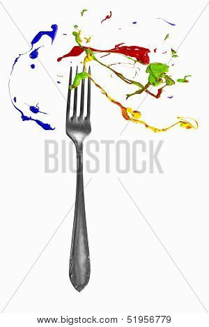 Paint Splash Orbiting Around The Fork