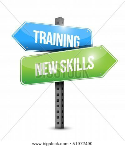 Training New Skills Road Sign Illustration Design