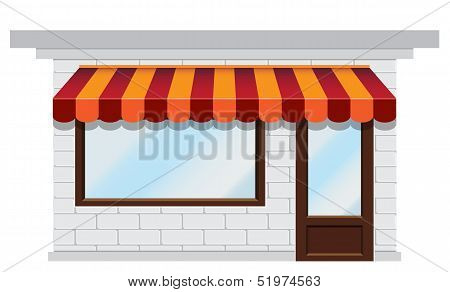 shop facade with a showcase vector illustration