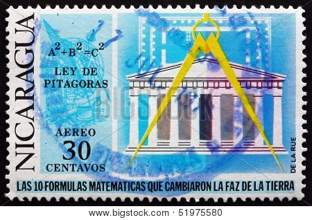 Postage Stamp Nicaragua 1971 Pythagorean Theorem