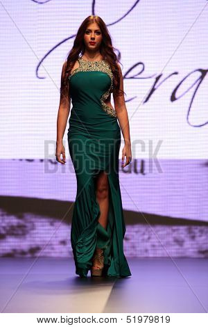 ZAGREB, CROATIA - OCTOBER 04: Fashion model wears dress made by Kontesa Nera on 'Wedding days' show, October 04, 2013 in Zagreb, Croatia.