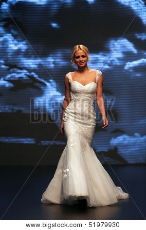 ZAGREB, CROATIA - OCTOBER 04: Fashion model wears dress made by Katjusha on 'Wedding days' show, October 04, 2013 in Zagreb, Croatia.