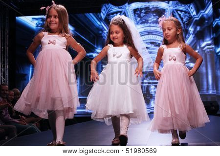 ZAGREB, CROATIA - OCTOBER 04: Fashion model wears dress made by Royal Bride on 'Wedding days' show, October 04, 2013 in Zagreb, Croatia.