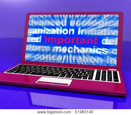 Important Laptop Shows Critical Essential Information Online