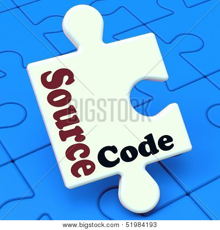 Source Code Puzzle Shows Software Program Or Programming