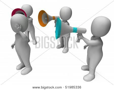 Loud Hailer Character Shows Megaphone Shouting Yelling And Bullying