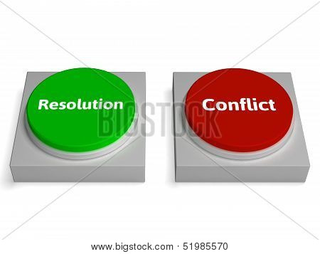Conflict Resolution Buttons Show Dispute Or Negotiating