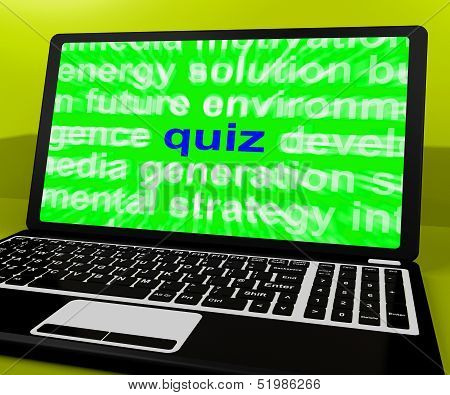 Quiz Laptop Means Tests Quizzing Or Answers Online.