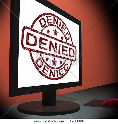 Denied Computer Showing Internet Rejection Deny Decline Or Refusals
