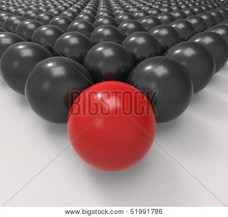 Leading Metallic Ball Shows Leadership Or Acheiving