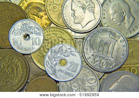 Huge pile of the greek coins