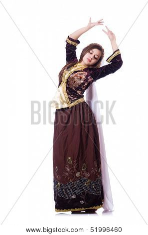 Young lady dancing traditional azeri dance