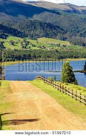 Country Road And Lake
