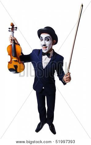 Man with face mask playing violin