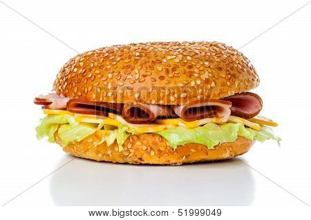Ham and Cheese Bagel Sandwich