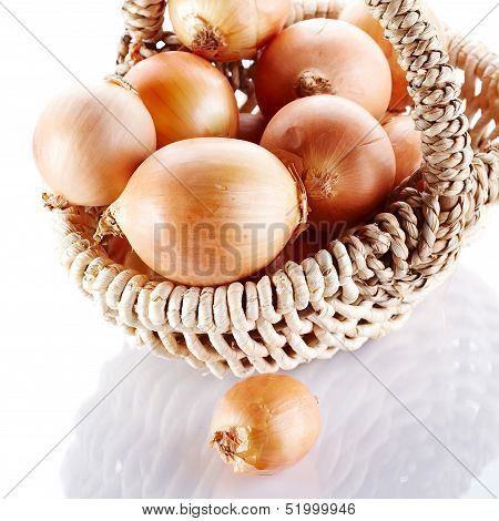 Onions Napiform In A Basket