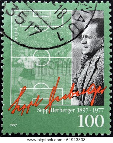 GERMANY - CIRCA 1997: A stamp printed in Germany shows Sepp Herberger