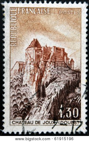 FRANCE - CIRCA 1965: A stamp printed in France shows the Fort de Joux circa 1965