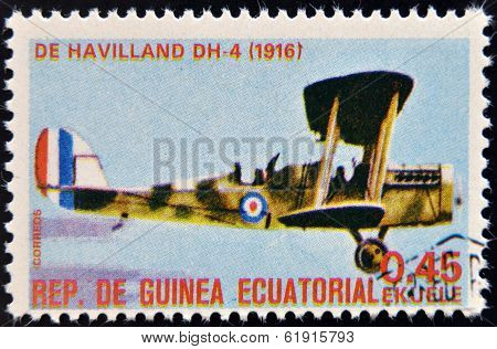 EQUATORIAL GUINEA - CIRCA 1974: A stamp printed in Guinea dedicated to history of aviation