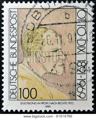 GERMANY - CIRCA 1991: A stamp printed in Germany shows Otto Dix circa 1991