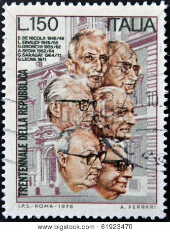 ITALY - CIRCA 1976: stamp printed in Italy shows Italian presidents circa 1976