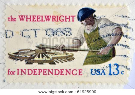 USA - CIRCA 1977 : A stamp printed in USA shows the Wheelwright for independence circa 1977